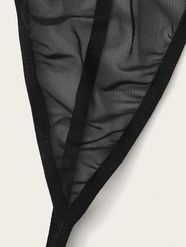 Onyx Faux Fur Mesh Slip With Thong