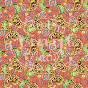 Orange Paisley Printed Vinyl