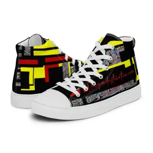 Origen Destination |On-Arrival Point of Origen African Symbol-inspired Women’s high top canvas shoes