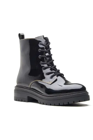 Patent Leather Black Ankle Boots