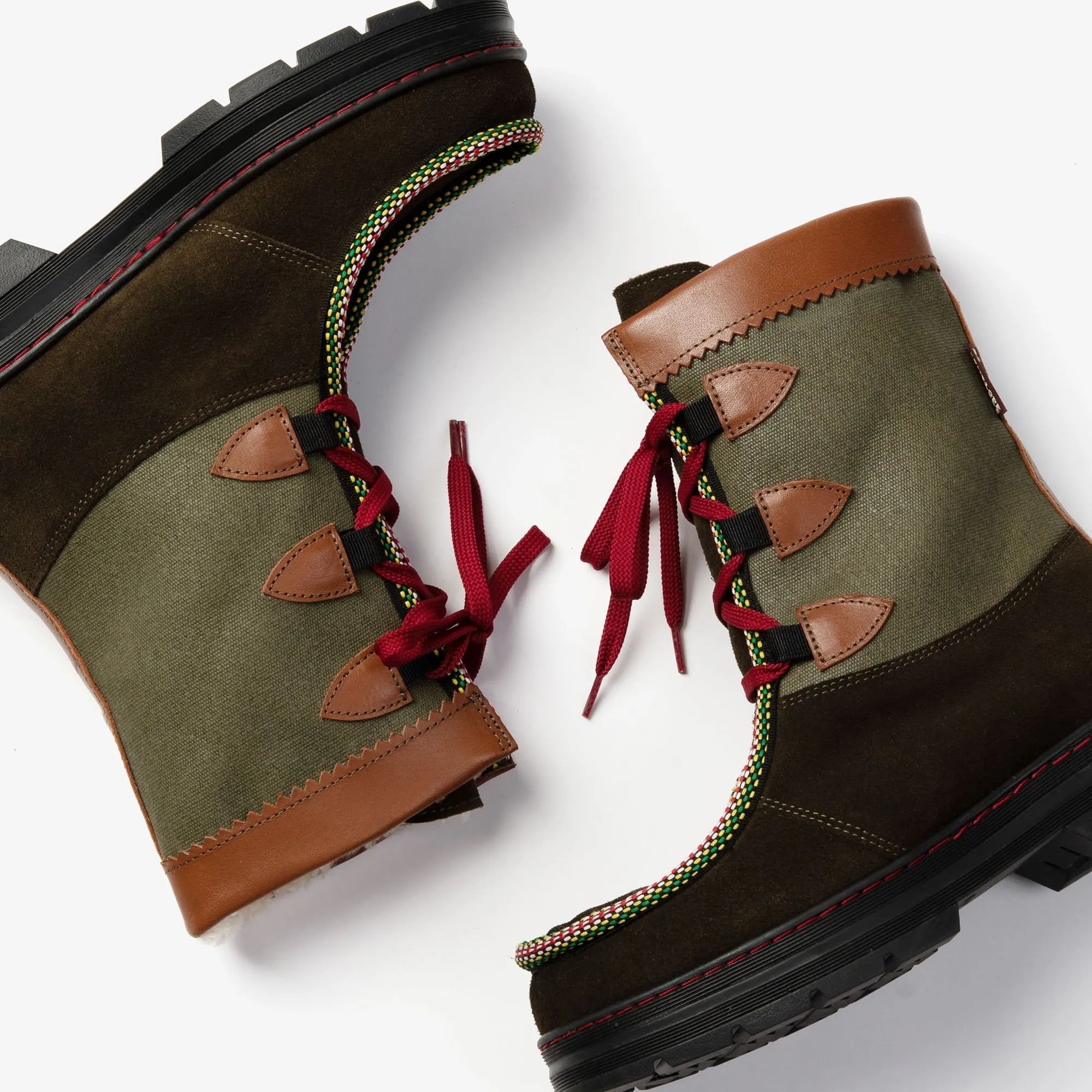 PENELOPE CHILVERS Midcalf Intrepid Shearling Lined Boots in Khaki