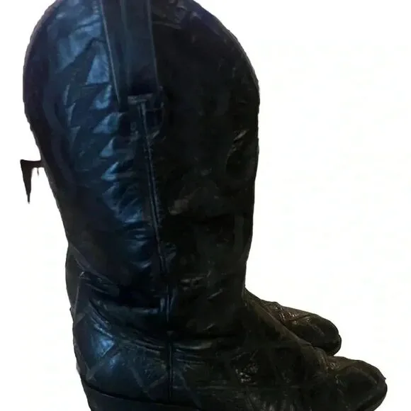 Pistolero Mens Ostrich Black Cowboy‎ Western Boots Men's Size 7.5