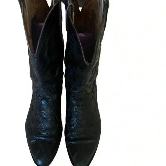Pistolero Mens Ostrich Black Cowboy‎ Western Boots Men's Size 7.5