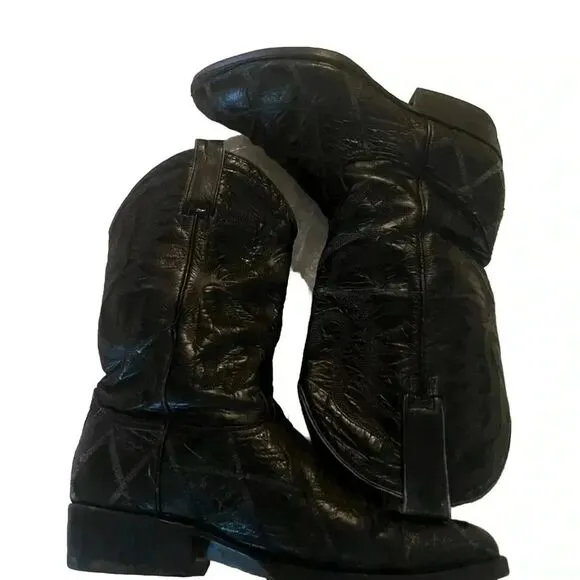 Pistolero Mens Ostrich Black Cowboy‎ Western Boots Men's Size 7.5