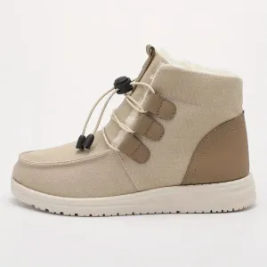 Plush Lined Drawstring Ankle Boots