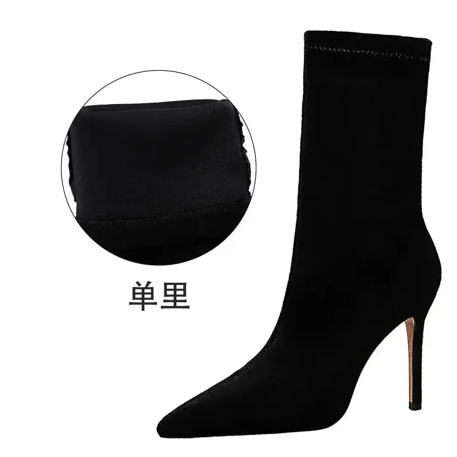 Pointed Toe Stiletto Super High Heel Knight ankle dress boots Women Ladies Shoes Botte Femme Thin Heels