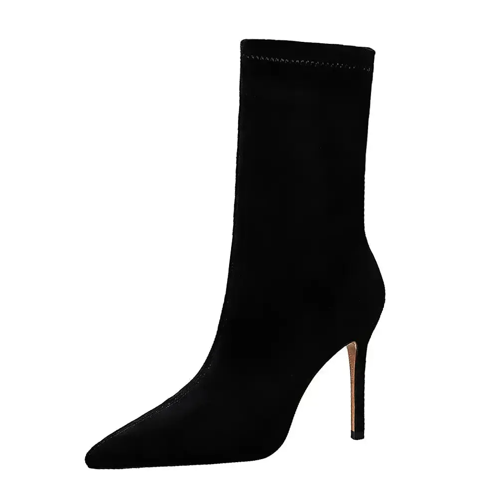 Pointed Toe Stiletto Super High Heel Knight ankle dress boots Women Ladies Shoes Botte Femme Thin Heels