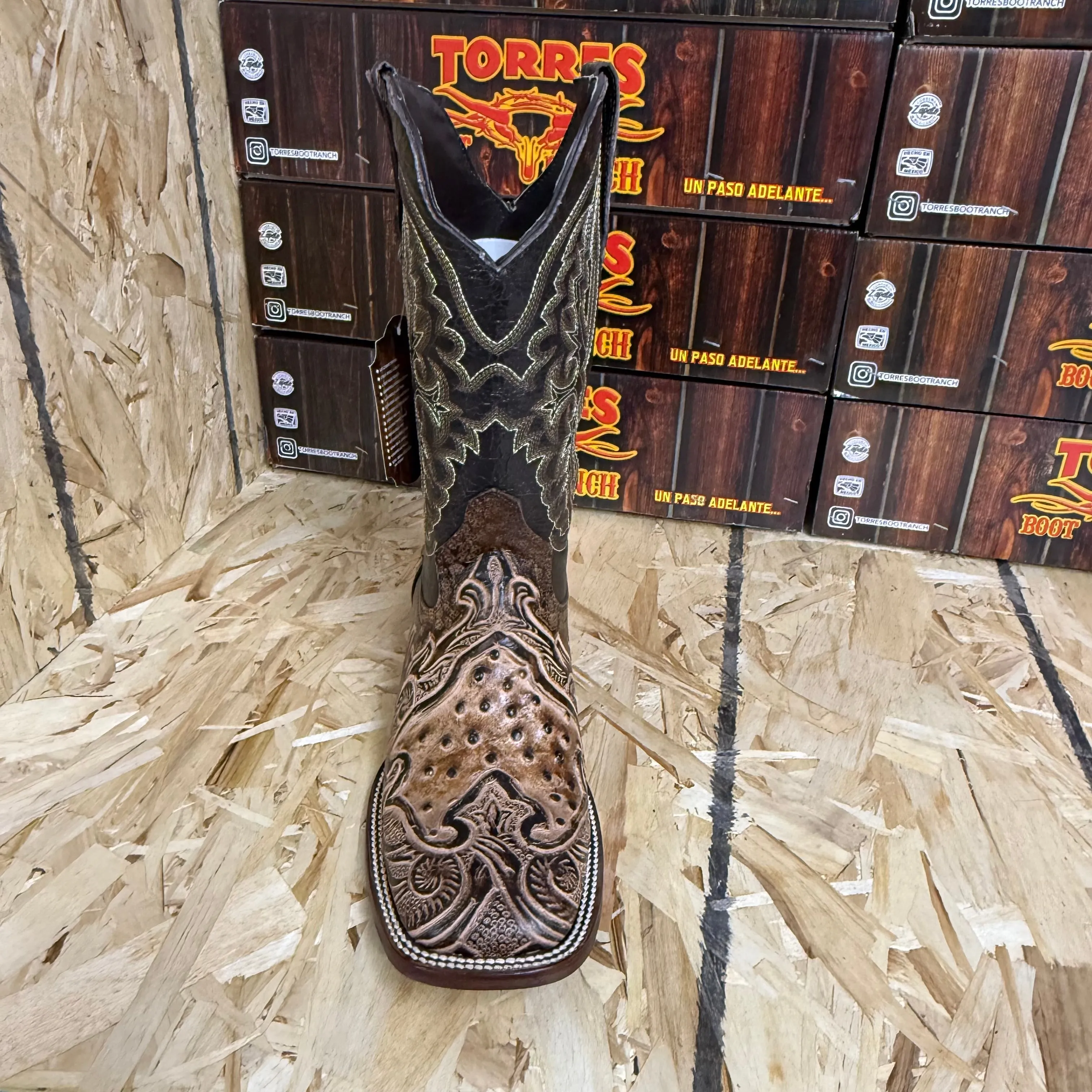 Print Ostrich Middle/Hand-tooled