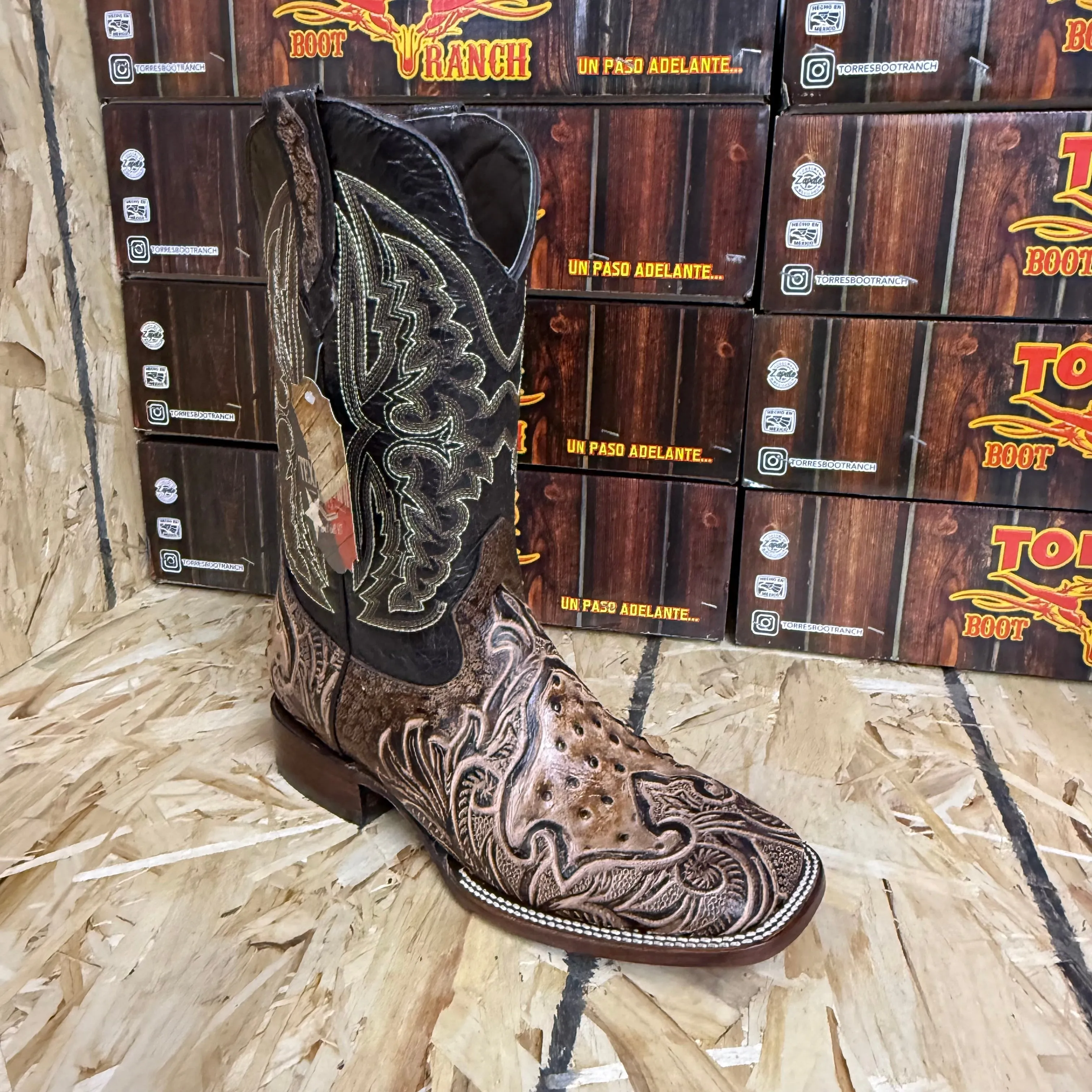 Print Ostrich Middle/Hand-tooled