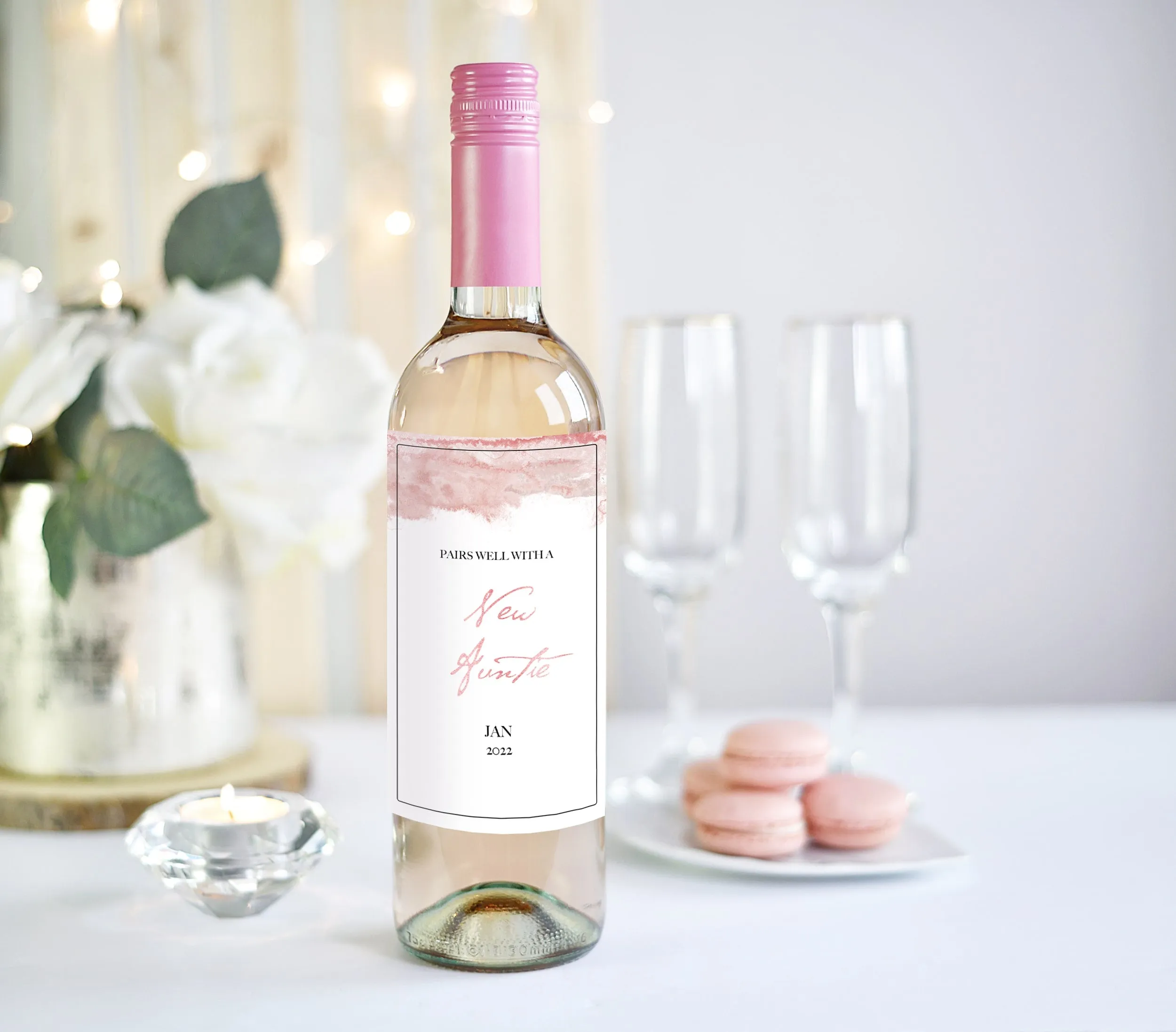 PRINTED New Auntie Pregnancy Announcement Wine Label