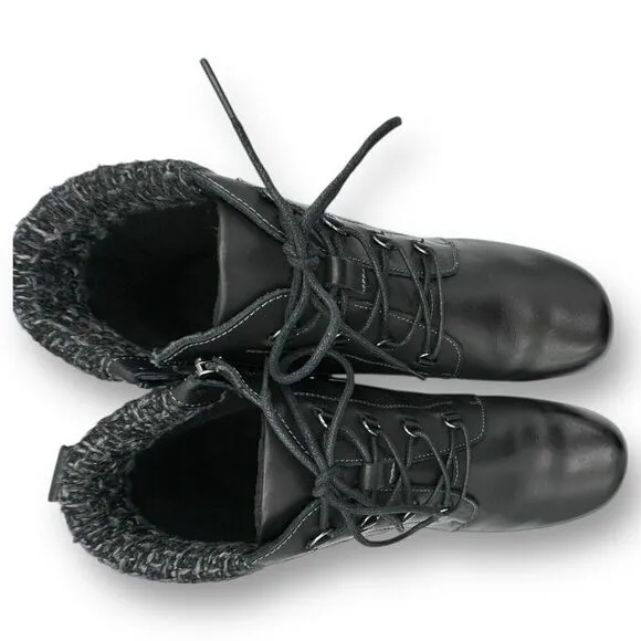 Propet Womens Delaney Zip Lace Up Leather Ankle Boots Black Size 11
