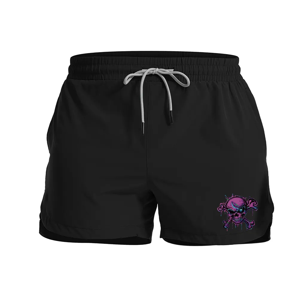 Purple Skeleton Graphic Shorts