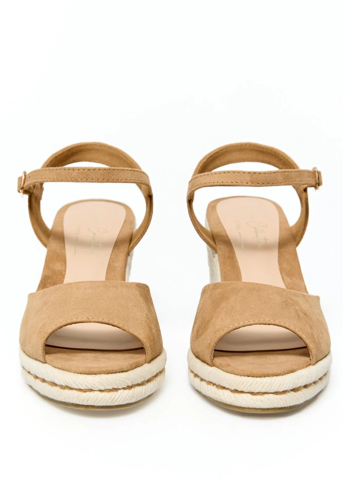 Raffia Wedge Sandal - Camel