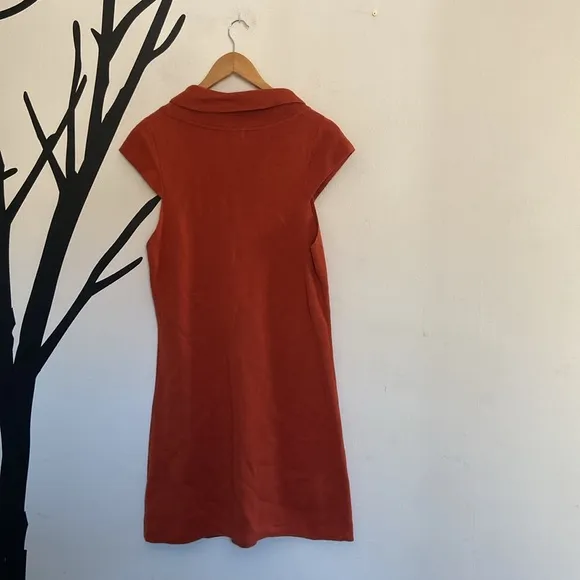 RARE Anthropologie Shae burnt orange knit mod dress, L