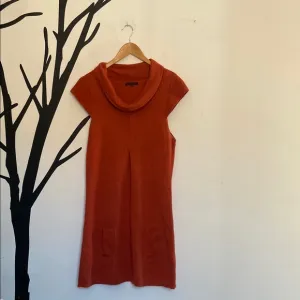 RARE Anthropologie Shae burnt orange knit mod dress, L