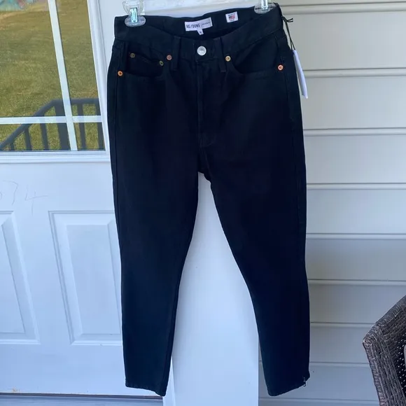 Re/Done Originals black High Rise Ankle Zip  size pppp