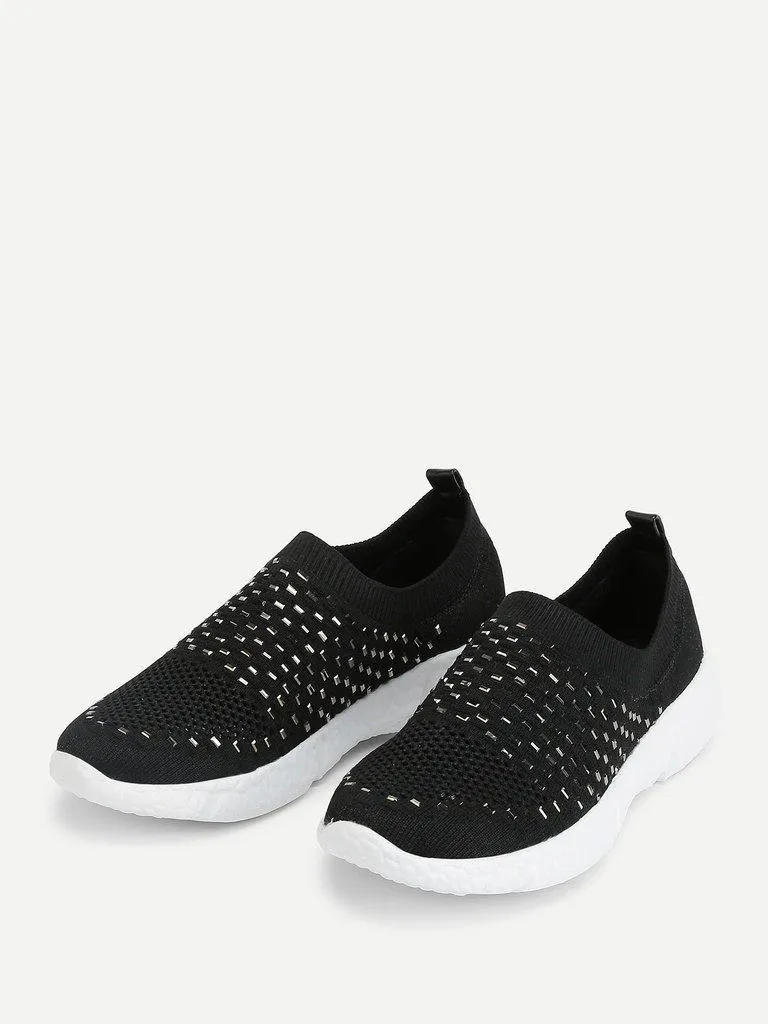Rhinestone Decorated Slip On Sneakers