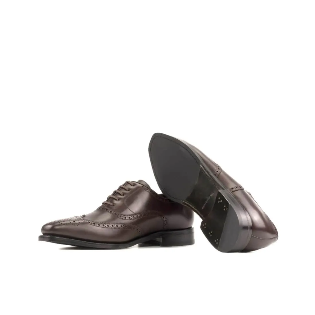 Richelieu fleuri en cuir marron foncé