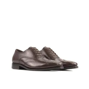 Richelieu fleuri en cuir marron foncé