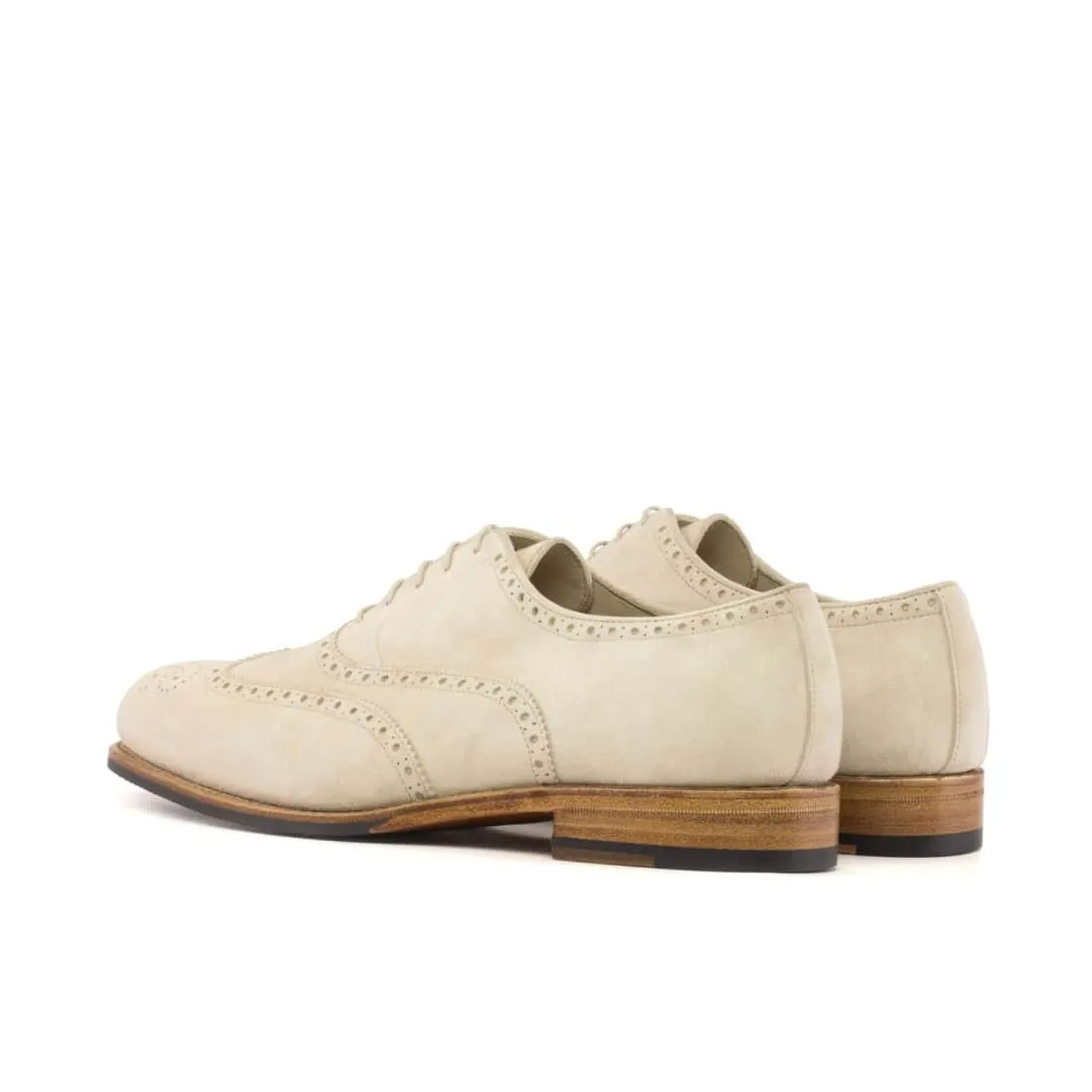 Richelieu fleuri en daim beige ivoire