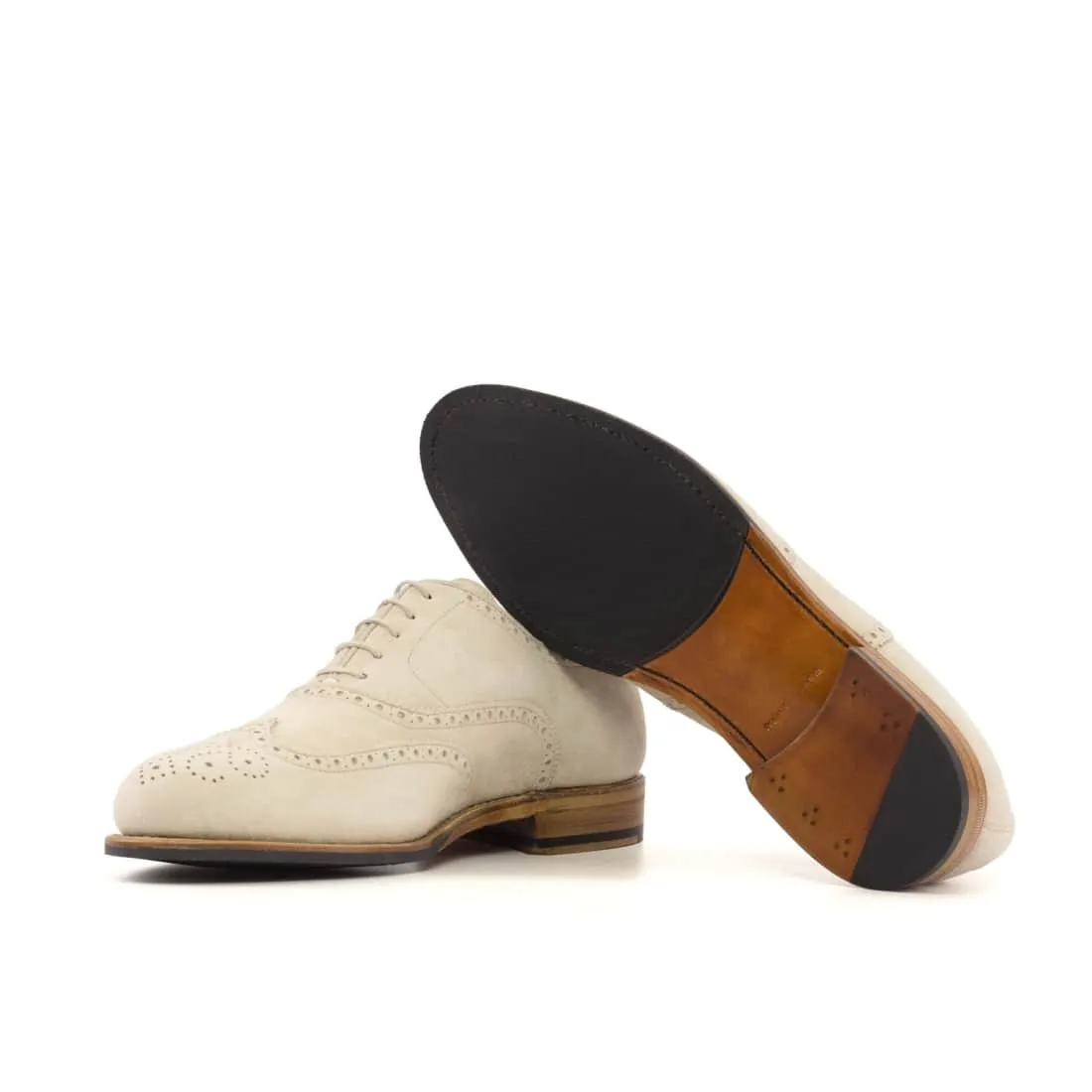 Richelieu fleuri en daim beige ivoire