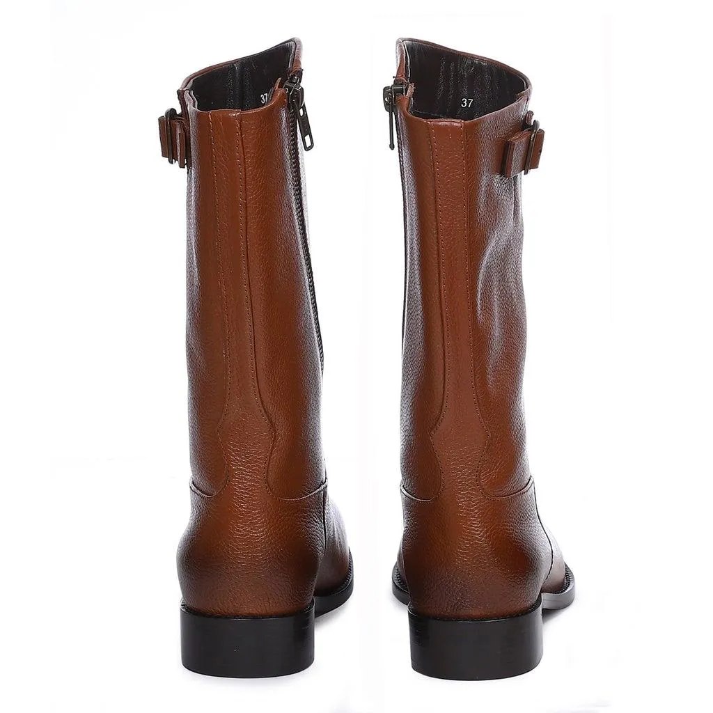 Saint Martina Tan Leather Calf Boots