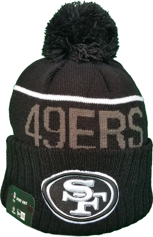 San Francisco 49ers Fleece Lined Black Pom Toque