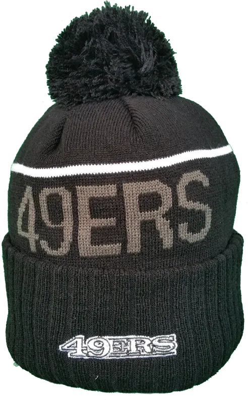 San Francisco 49ers Fleece Lined Black Pom Toque