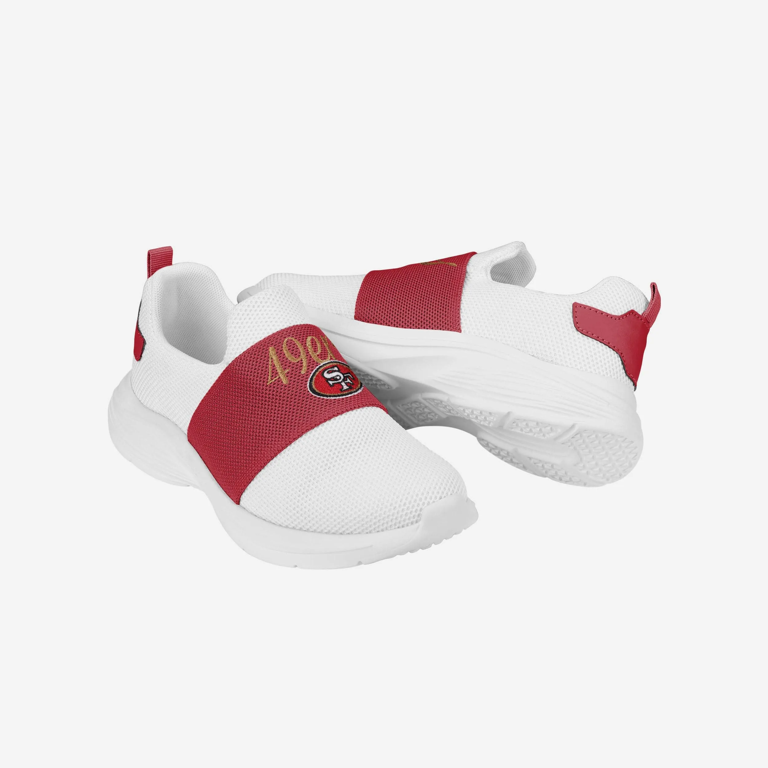 San Francisco 49ers Womens Script Wordmark White Slip On Sneakers