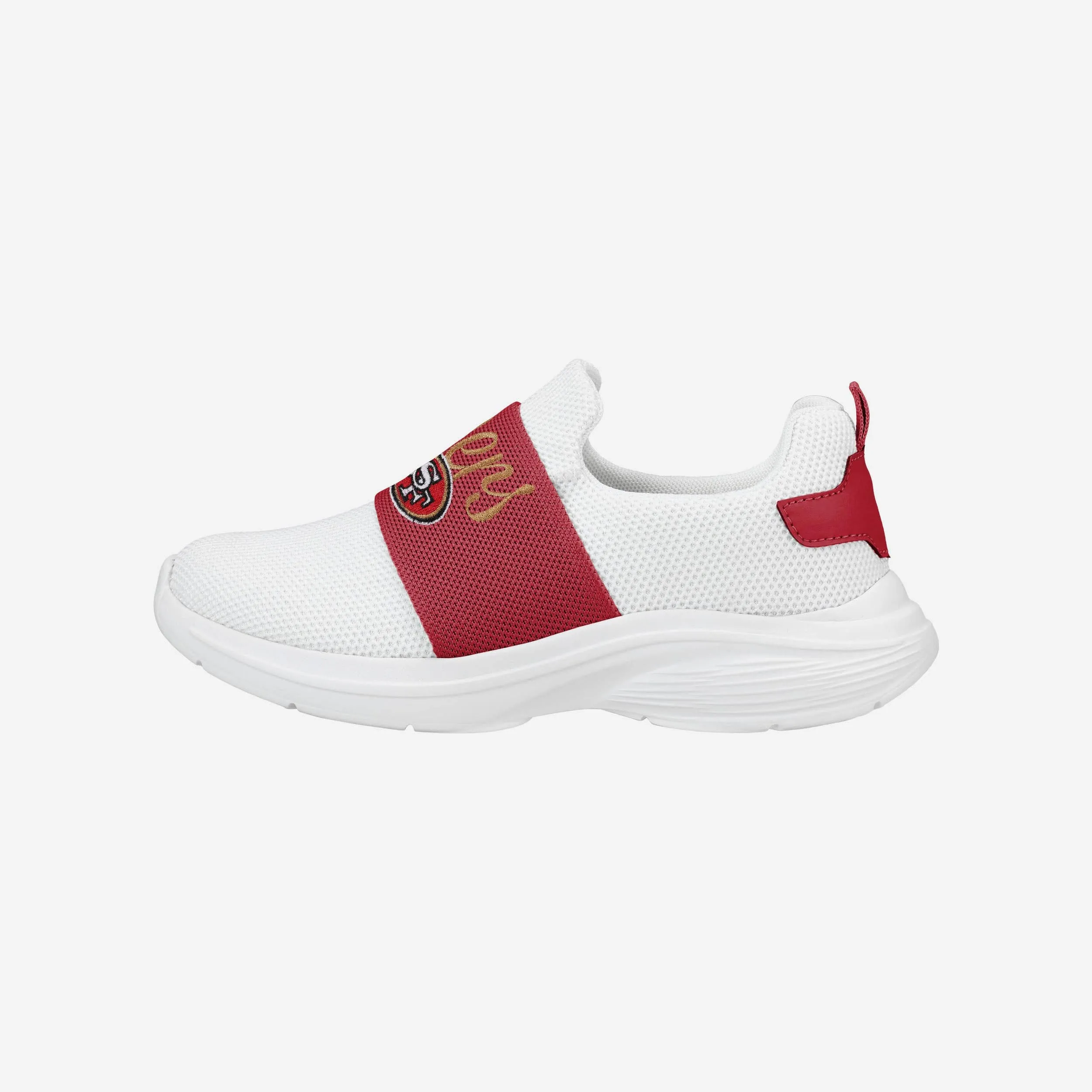 San Francisco 49ers Womens Script Wordmark White Slip On Sneakers