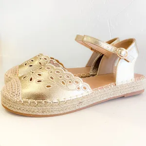 Santorini Gold Eyelet Espadrilles