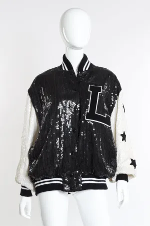 Sequined Letterman Bomber Jacket
