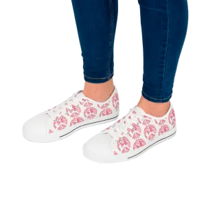 Shoes of Peace - Women's Low Top Sneakers (Pink Camo Peace Design)