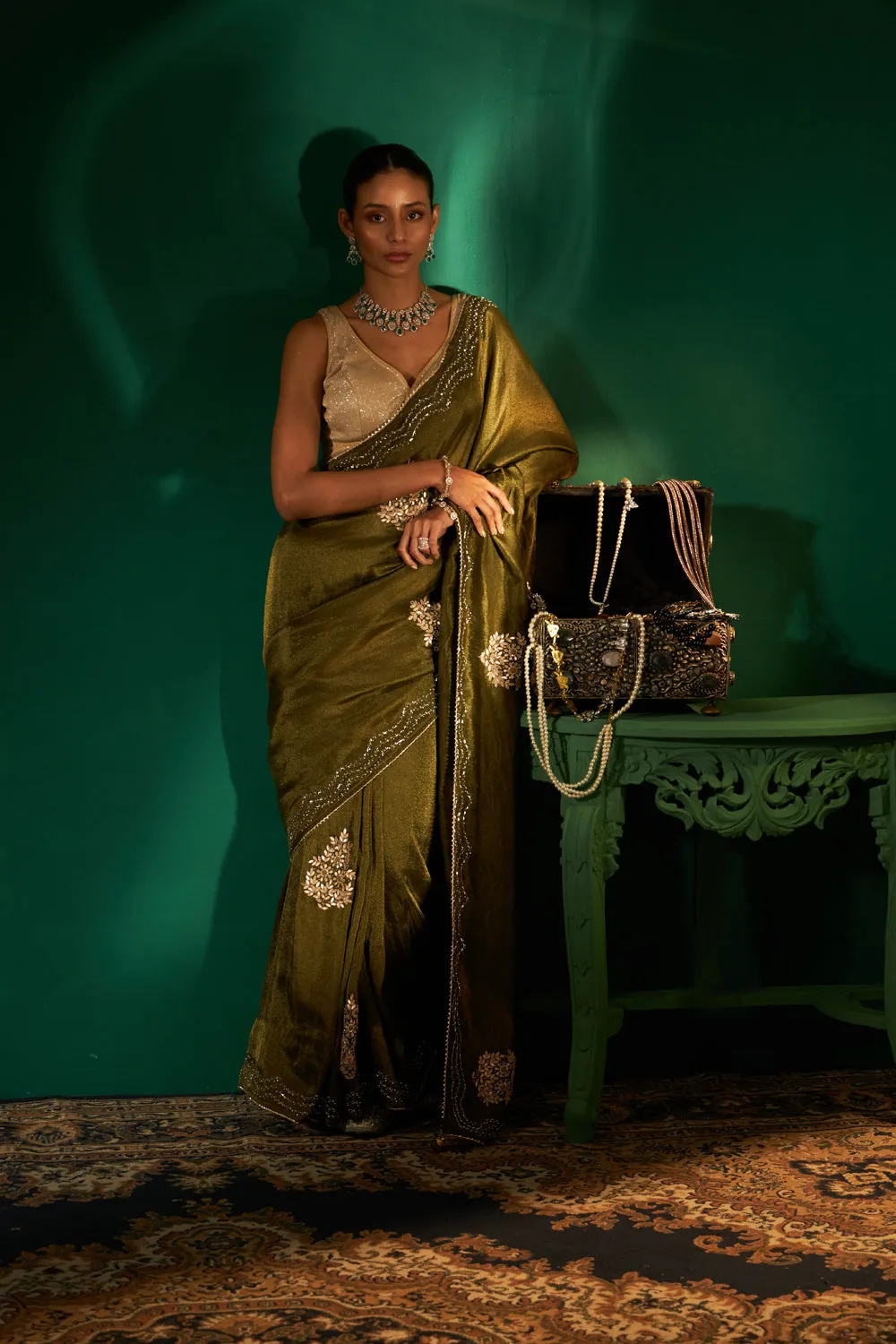 Silk With Gotta Patti Work Saree
