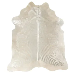 Silver Zebra Print Cowhide Rug