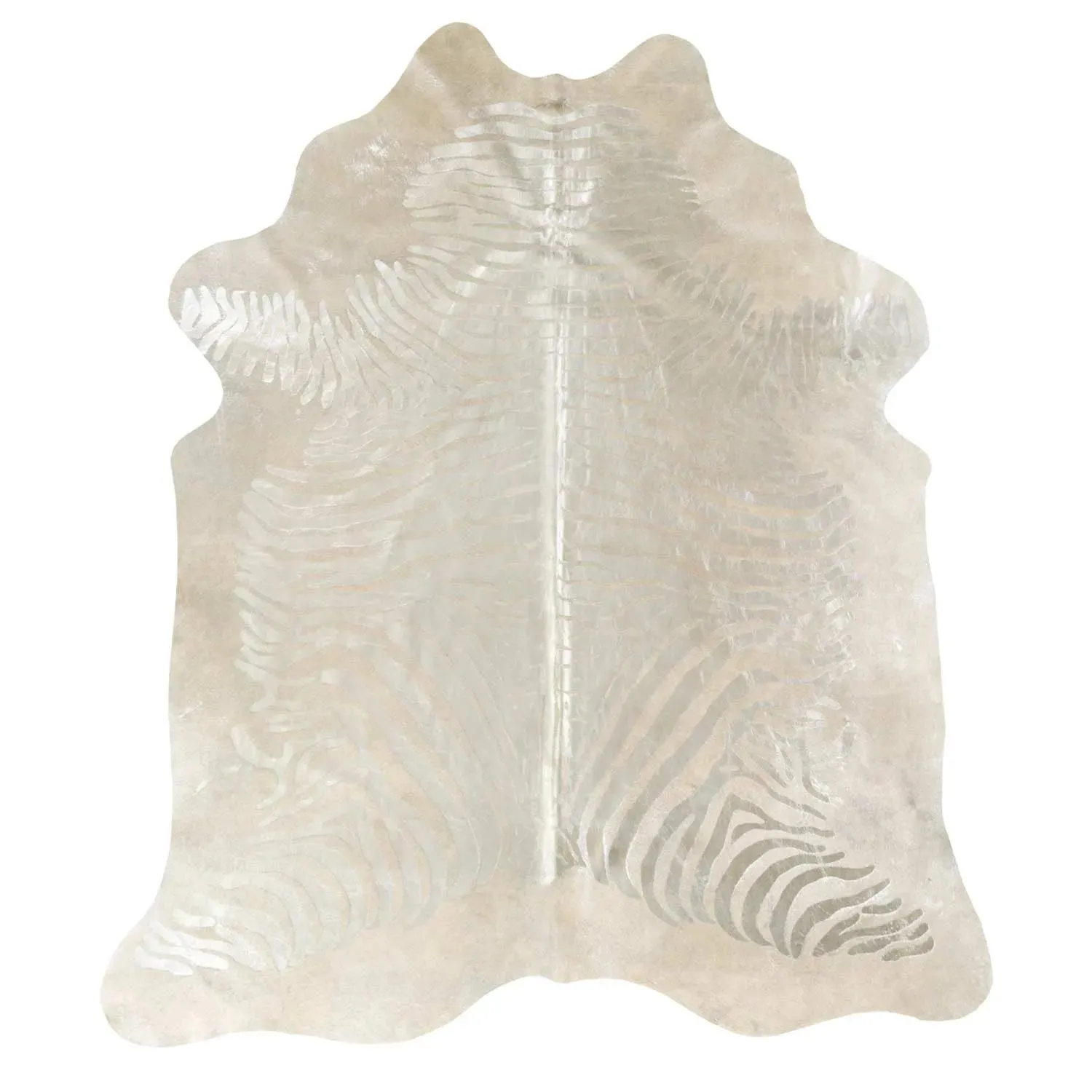 Silver Zebra Print Cowhide Rug
