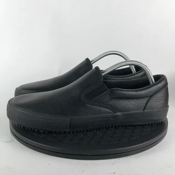 Skechers Slip Resistant Slip On Work Shoes Triple Black 771050 Men's Size 9.5