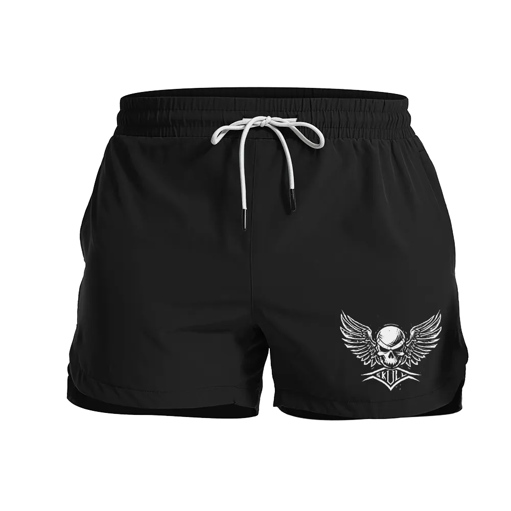 Skull Wings Graphic Shorts