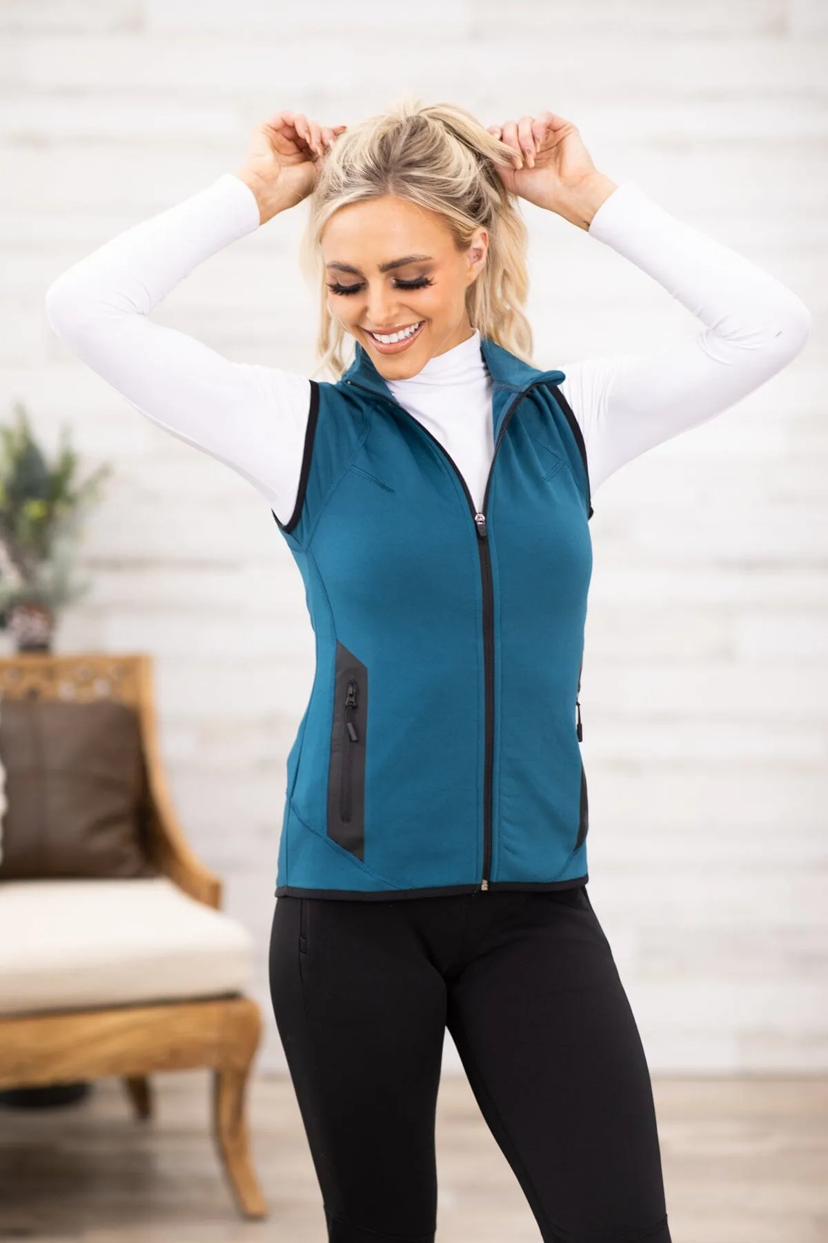 Slate Blue Fleece Lined Vest
