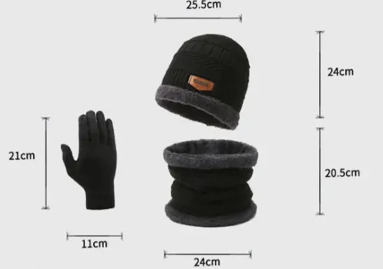 Solid Color Winter Scarf Gloves 3 PC Set