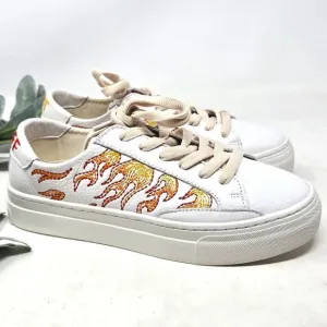 SOLUDOS Ibiza Embroidered Flame Hot Stuff Sneakers Size 7.5