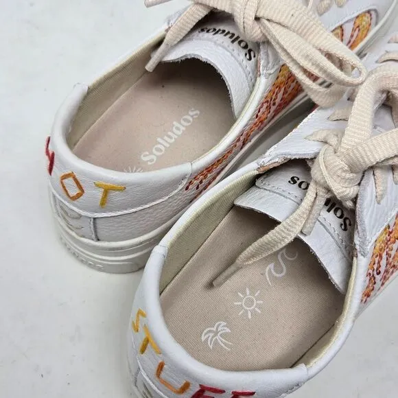 SOLUDOS Ibiza Embroidered Flame Hot Stuff Sneakers Size 7.5