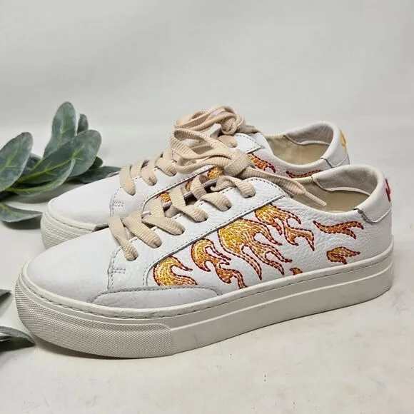 SOLUDOS Ibiza Embroidered Flame Hot Stuff Sneakers Size 7.5