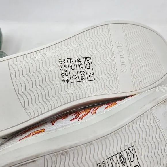 SOLUDOS Ibiza Embroidered Flame Hot Stuff Sneakers Size 7.5