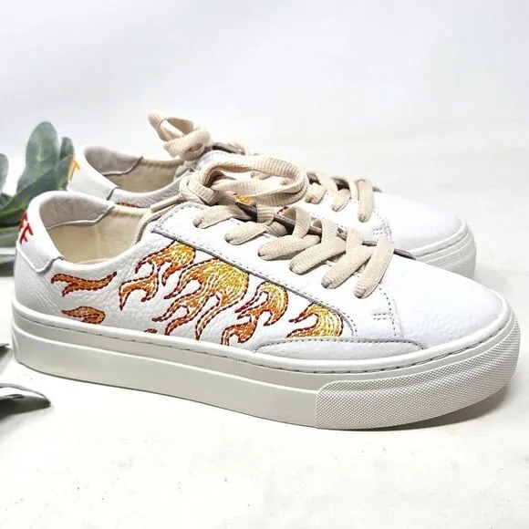 SOLUDOS Ibiza Embroidered Flame Hot Stuff Sneakers Size 7.5
