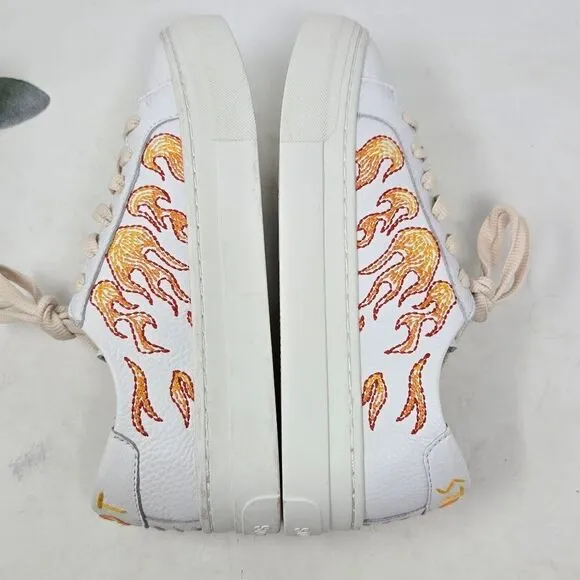 SOLUDOS Ibiza Embroidered Flame Hot Stuff Sneakers Size 7.5