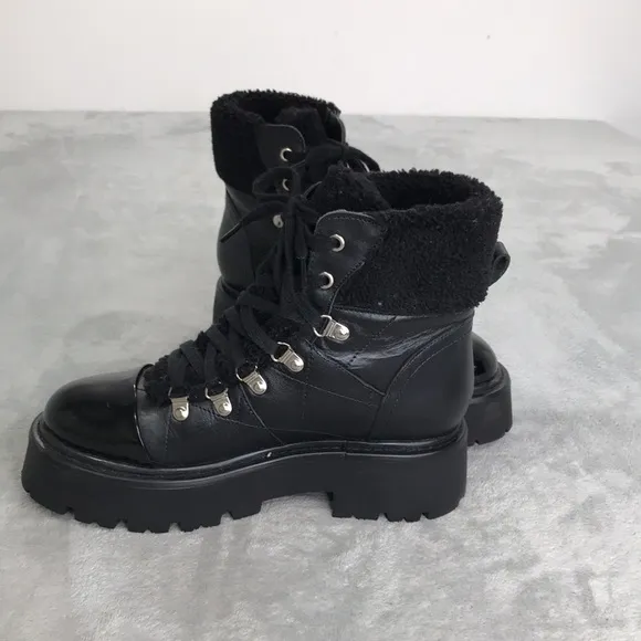 Steve Madden Reyen Black Leather Boots Size 8.5