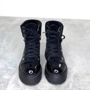 Steve Madden Reyen Black Leather Boots Size 8.5