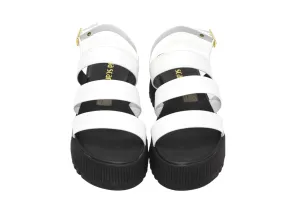 Strappy Black/White Platform Wedge w/ Lug Sole