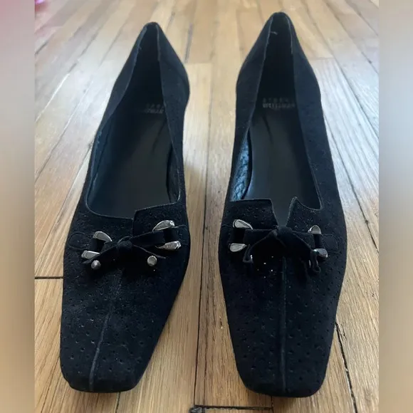 Stuart Weitzman Black Suede Slip On Pumps | Size 7.5